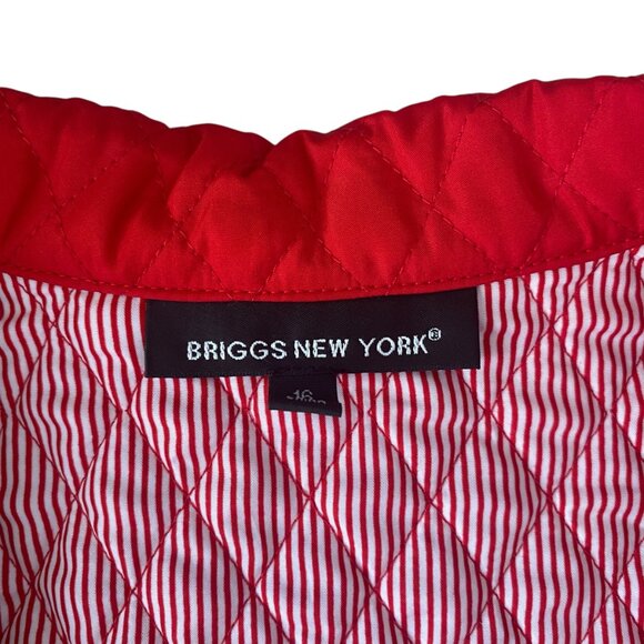 Briggs New York women's size 16 red snap front long sleeve collared quilt jacket - Picture 11 of 13